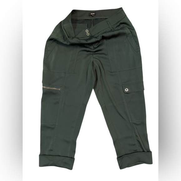 ME + EM Satin Cargo Cropped Utility Trouser Size 14 in Green - Picture 9 of 12